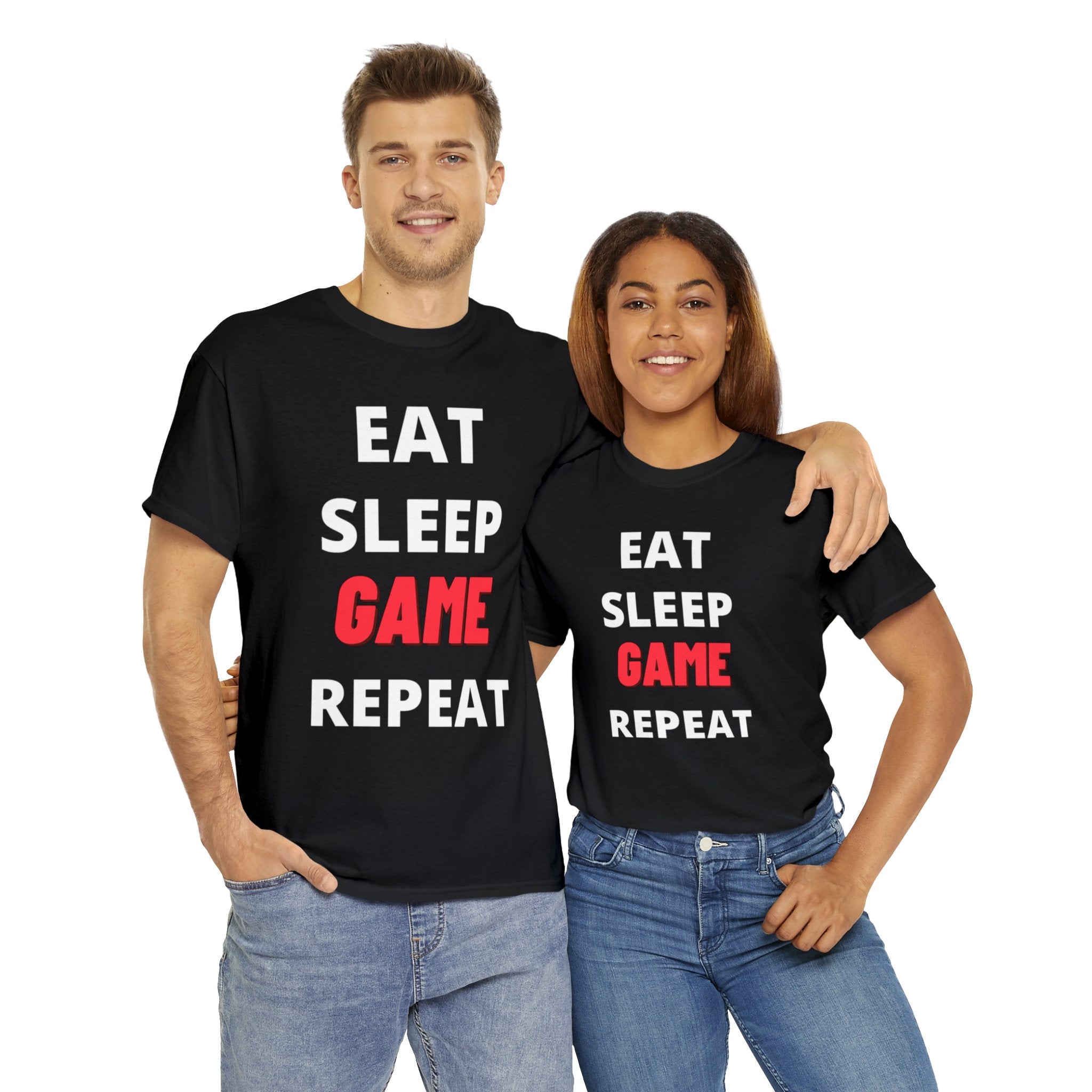 Eat - Sleep - GAME - Repeat.    Unisex Heavy Cotton Tee T-Shirt - One Red Hill