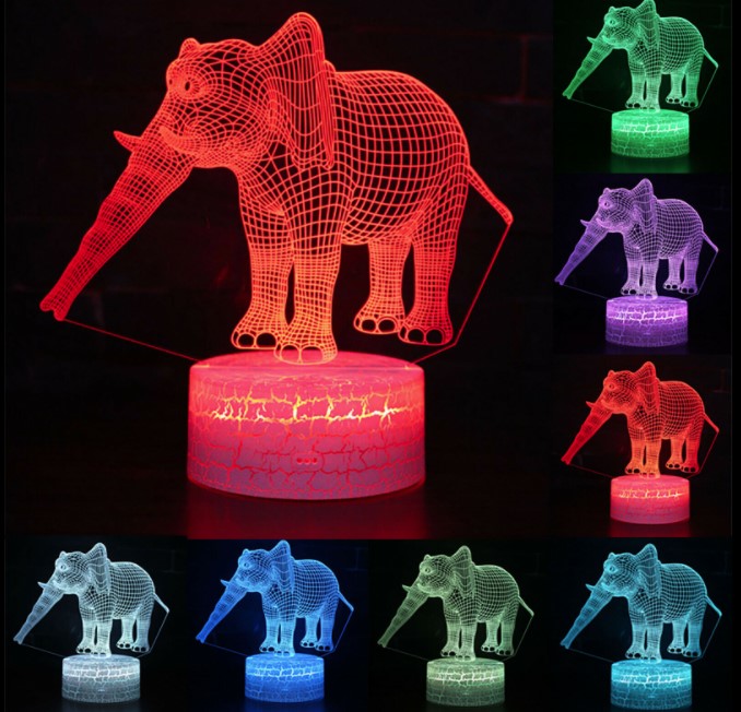 Colorful touch remote control 3D desk lamp - One Red Hill