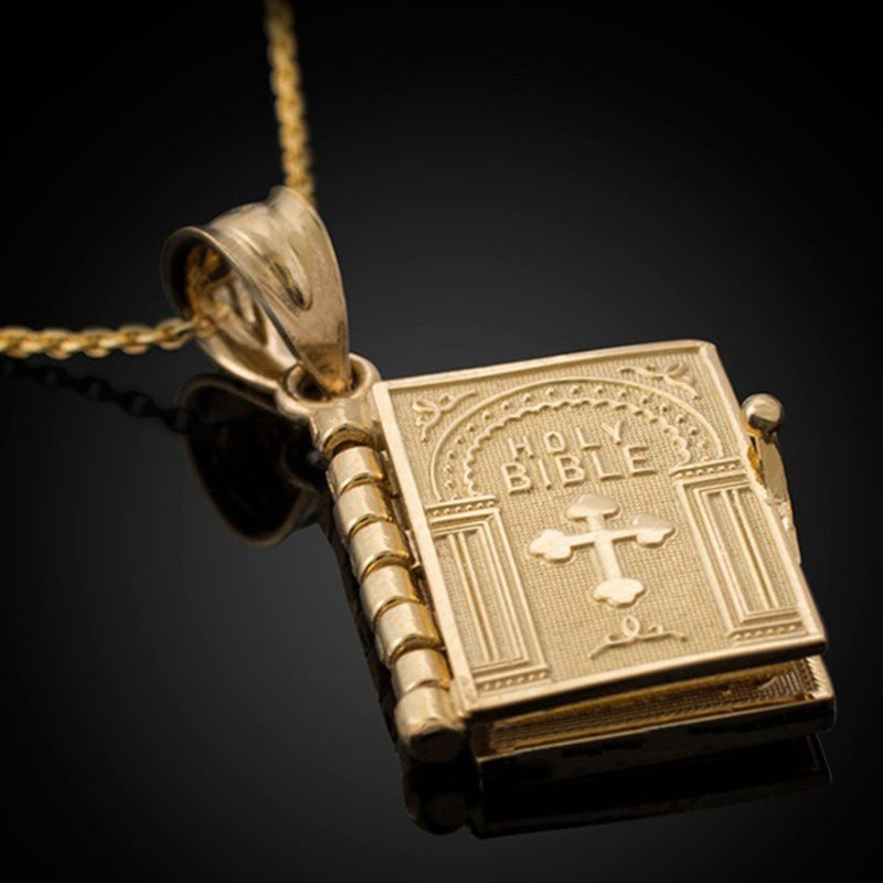 Religion Necklace Openable Holy Bible Book Pendant Necklaces Christian Jewelry