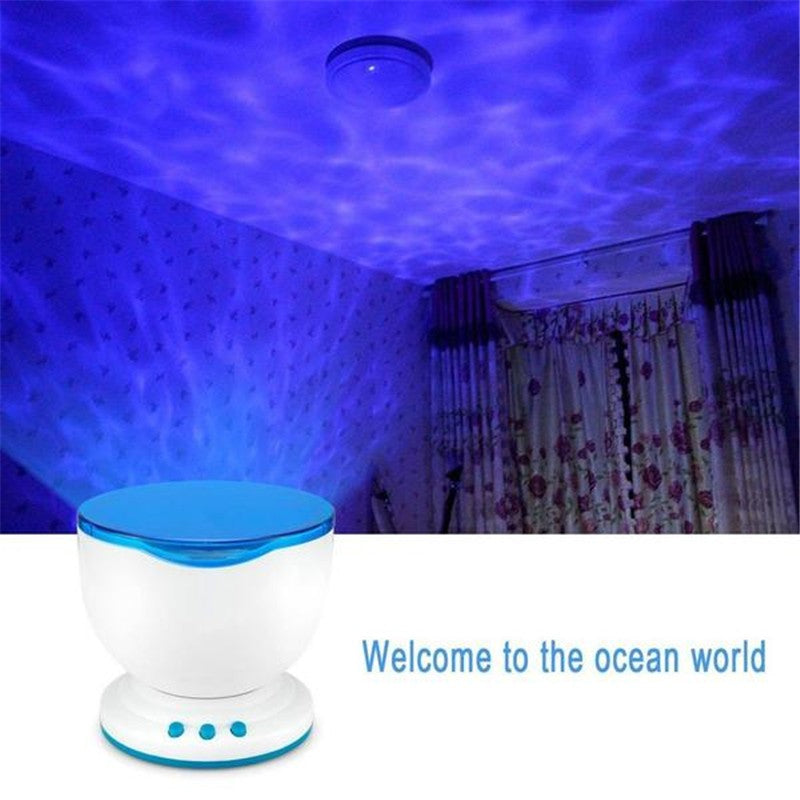 Ocean Wave Projector LED Night Light Remote Control TF Cards Music Player Speaker Aurora Projection