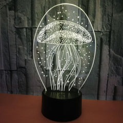 New jellyfish 3D night light remote control 3D light colorful touch led visual light gift atmosphere 3D table light