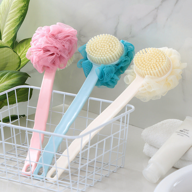 Long-Handled Back Rubbing Bath Brush For Bathing Flowers