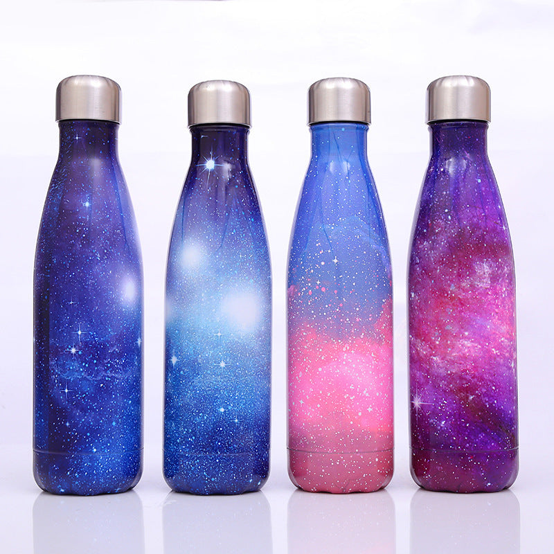 Best Selling New Starry Sky Galaxy Coke Bottle Stainless Steel Vacuum Flask Creative Gradient Color Handy Cup - One Red Hill