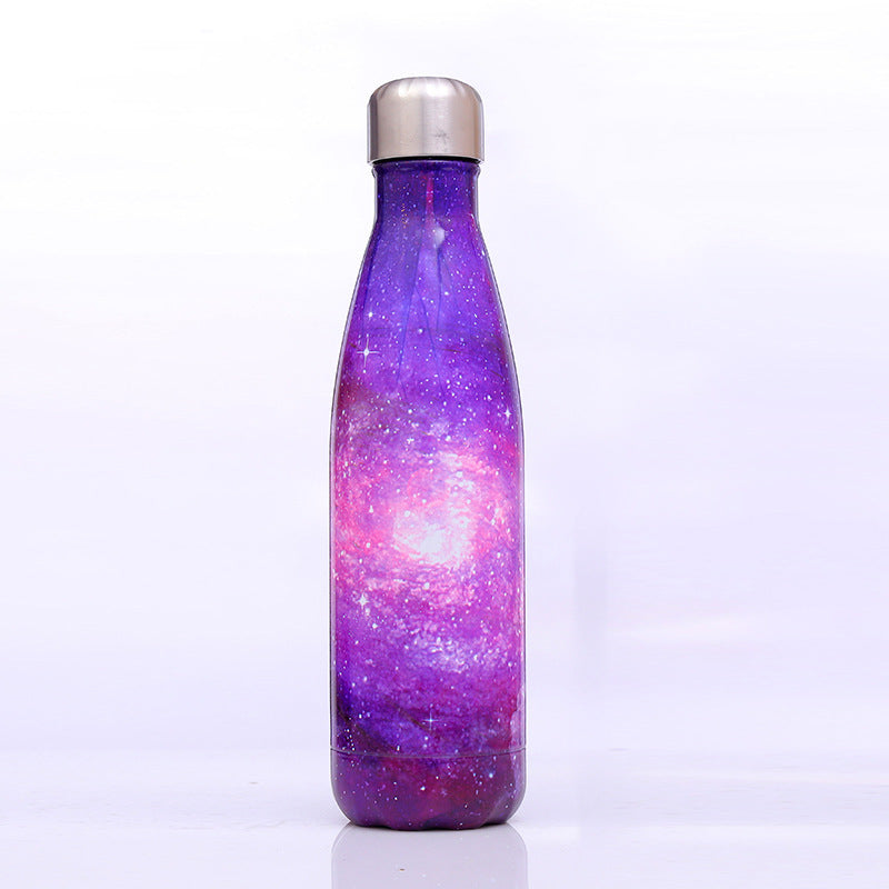 Best Selling New Starry Sky Galaxy Coke Bottle Stainless Steel Vacuum Flask Creative Gradient Color Handy Cup - One Red Hill