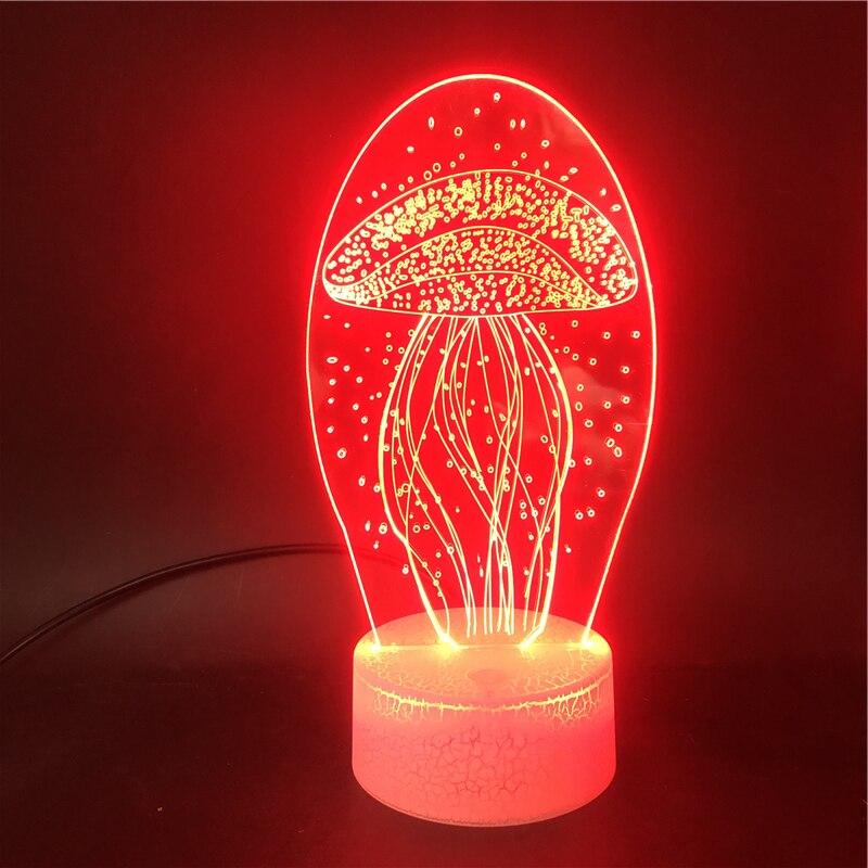 New jellyfish 3D night light remote control 3D light colorful touch led visual light gift atmosphere 3D table light