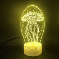 New jellyfish 3D night light remote control 3D light colorful touch led visual light gift atmosphere 3D table light - One Red Hill