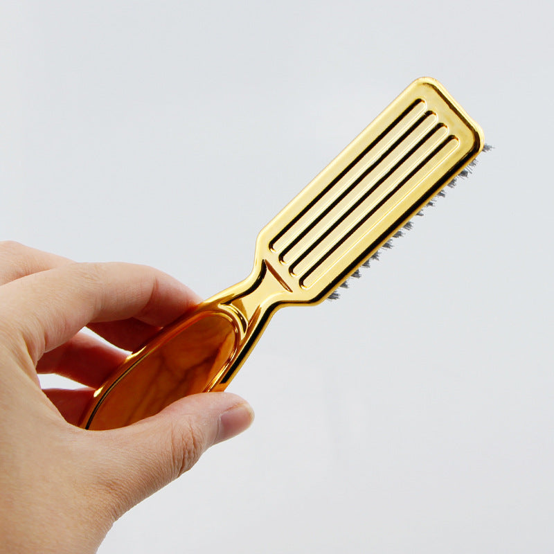 Retro Gradient Oil Head Electroplating Broken Hair Sweep Neck Beard Brush Hair Salon Hairdressing Tools