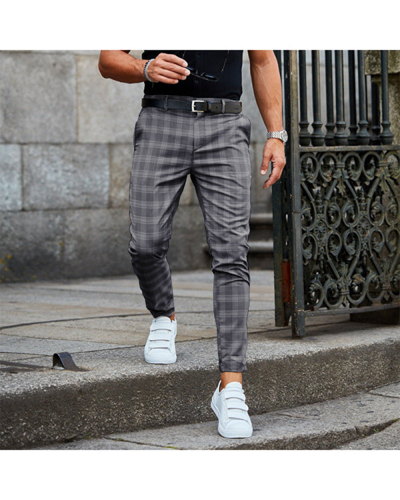 Plaid Print Pants Men'