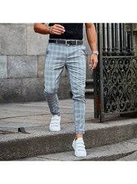 Plaid Print Pants Men'