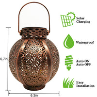 Cross-Border E-Commerce New Solar Wrought Iron Hanging Lamp Outdoor Garden Lamp Waterproof Villa Decoration Chandelier Landscape Lantern - One Red Hill