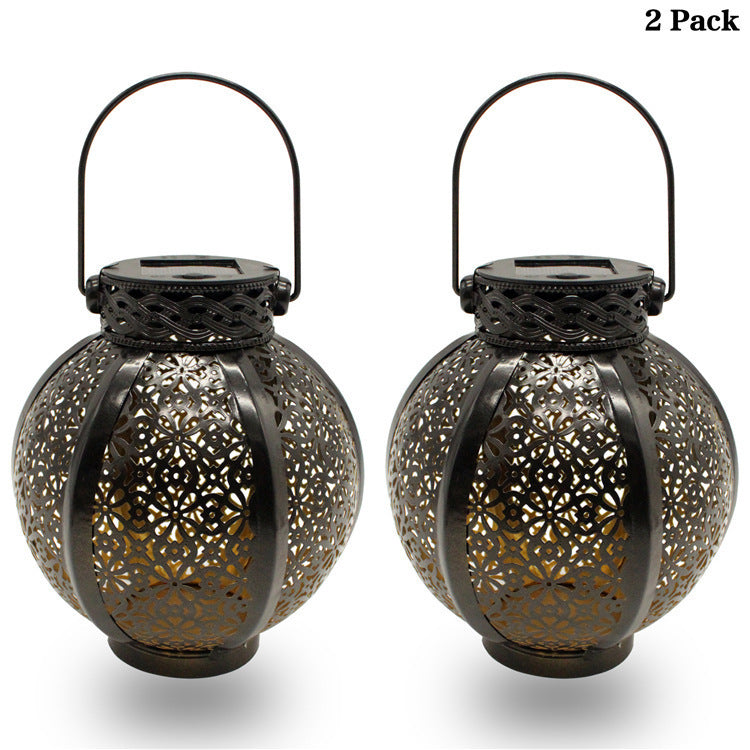 Cross-Border E-Commerce New Solar Wrought Iron Hanging Lamp Outdoor Garden Lamp Waterproof Villa Decoration Chandelier Landscape Lantern - One Red Hill