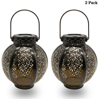 Cross-Border E-Commerce New Solar Wrought Iron Hanging Lamp Outdoor Garden Lamp Waterproof Villa Decoration Chandelier Landscape Lantern - One Red Hill