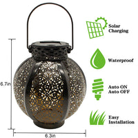 Cross-Border E-Commerce New Solar Wrought Iron Hanging Lamp Outdoor Garden Lamp Waterproof Villa Decoration Chandelier Landscape Lantern - One Red Hill