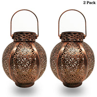 Cross-Border E-Commerce New Solar Wrought Iron Hanging Lamp Outdoor Garden Lamp Waterproof Villa Decoration Chandelier Landscape Lantern - One Red Hill