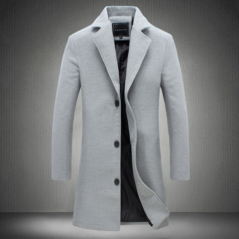 2023 Autumn Mens Solid Color Casual Business Woolen Coats