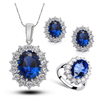Crystal Jewelry Bridal Necklace Earrings Ring Jewelry Set - One Red Hill