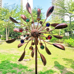 Solar Glass Ball LED Light Wrought Iron Windmill