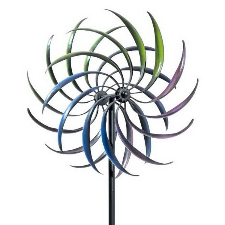 Outdoor Garden Crafts Double-layer Rotating Plug-in Iron Windmill - One Red Hill