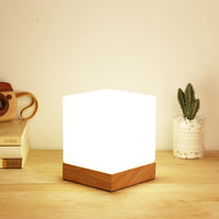 Table Lamp Creative Bedroom Simple Nordic Table Lamp Remote Control Dimming Glass Wood Warm Wedding Bedside Night Light - One Red Hill