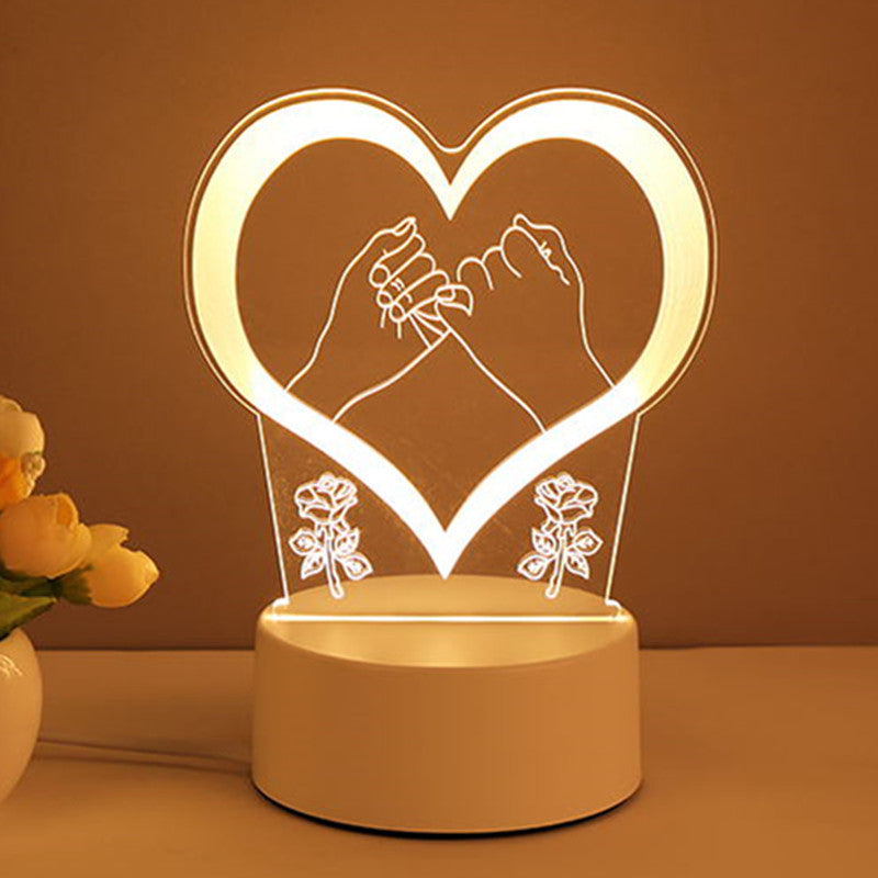 3D Lamp Acrylic USB LED Night Lights Neon Sign Lamp Xmas Home Decorations For Room Decor Valentines Day Gifts - One Red Hill