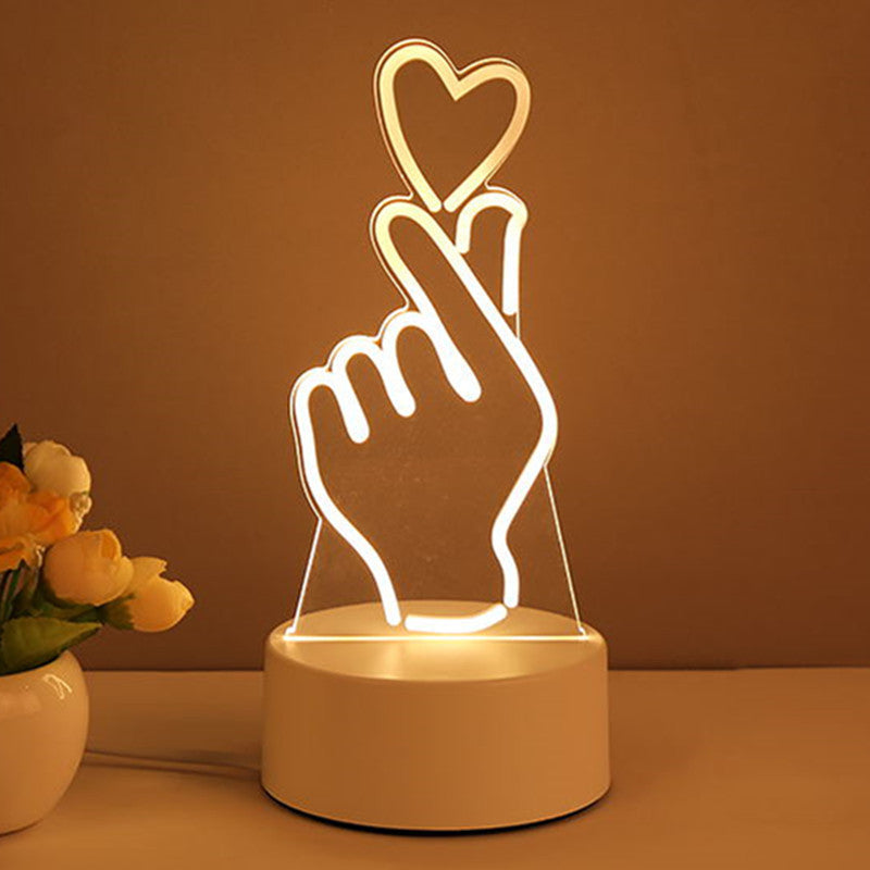 3D Lamp Acrylic USB LED Night Lights Neon Sign Lamp Xmas Home Decorations For Room Decor Valentines Day Gifts - One Red Hill