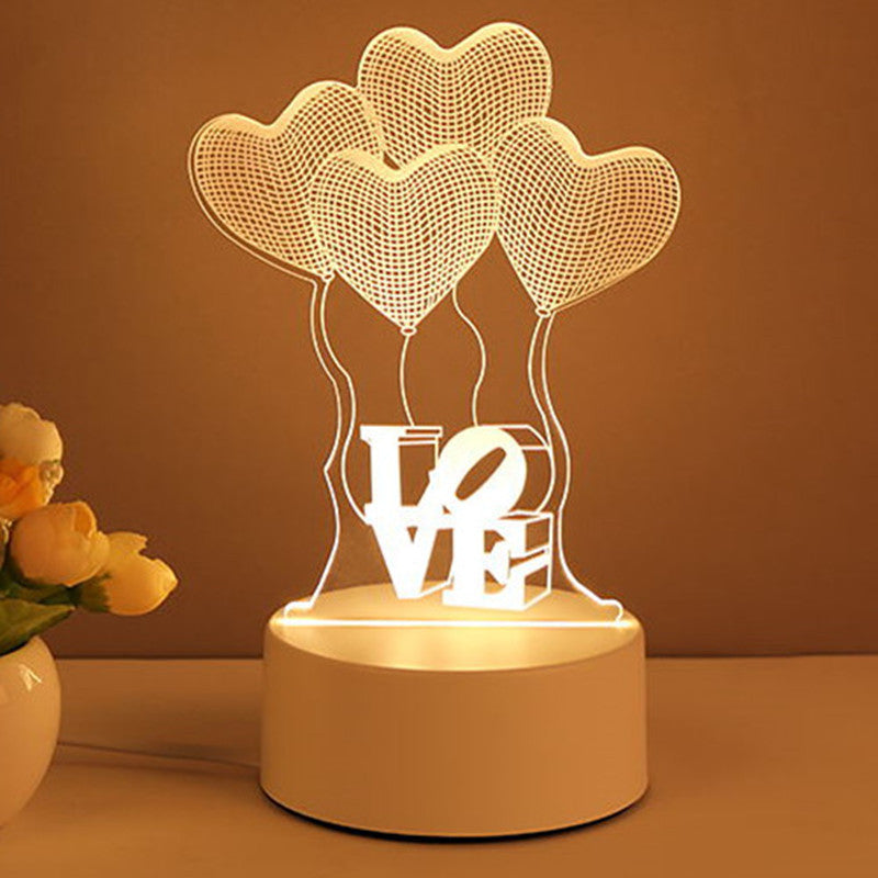 3D Lamp Acrylic USB LED Night Lights Neon Sign Lamp Xmas Home Decorations For Room Decor Valentines Day Gifts - One Red Hill