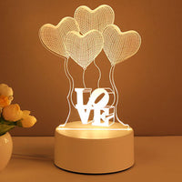 3D Lamp Acrylic USB LED Night Lights Neon Sign Lamp Xmas Home Decorations For Room Decor Valentines Day Gifts - One Red Hill