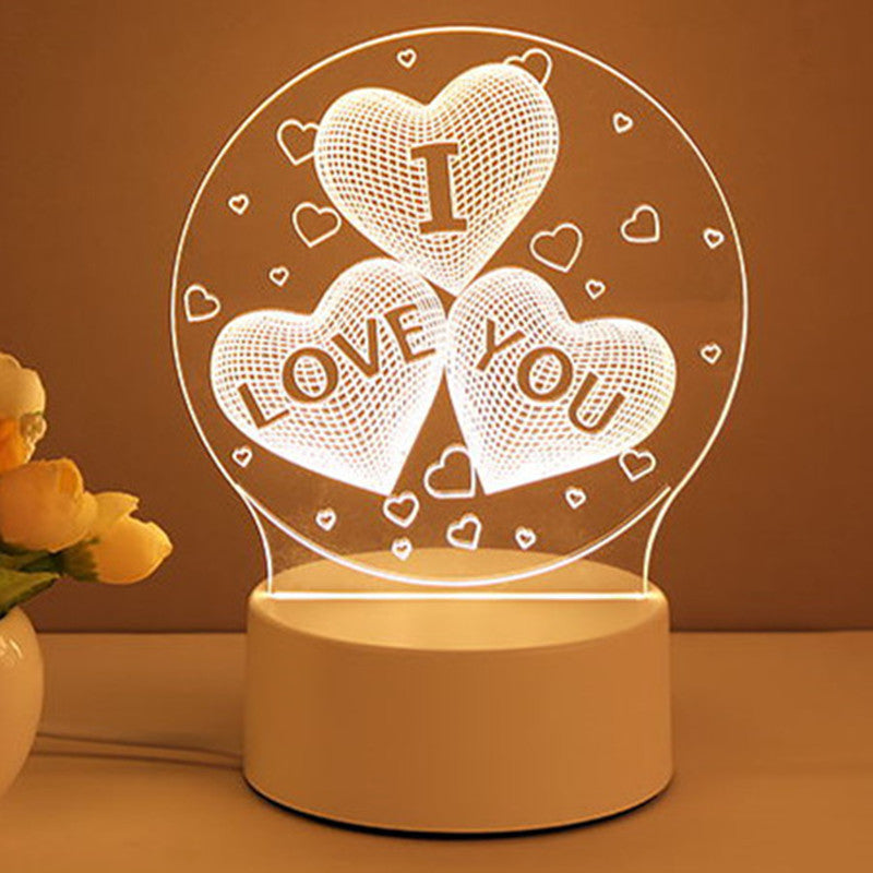 3D Lamp Acrylic USB LED Night Lights Neon Sign Lamp Xmas Home Decorations For Room Decor Valentines Day Gifts - One Red Hill
