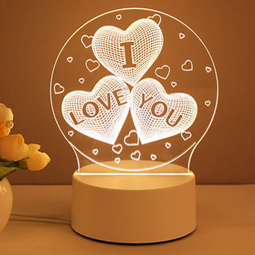 3D Lamp Acrylic USB LED Night Lights Neon Sign Lamp Xmas Home Decorations For Room Decor Valentines Day Gifts - One Red Hill