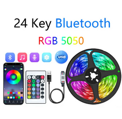 LED Strip Lights RGB APP Control Color Changing Lights with 24 Keys Remote Mode for Room Decoration Bluetooth TV SMD5050 RGB - One Red Hill