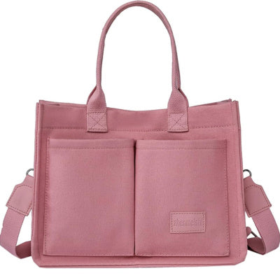 Casual Daily Canvas Tote Shoulder Bags Women Mommy Bag Large Capacity Messenger Multi Pocket Crossbody Chic Reusable Hand Bag - One Red Hill