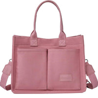 Casual Daily Canvas Tote Shoulder Bags Women Mommy Bag Large Capacity Messenger Multi Pocket Crossbody Chic Reusable Hand Bag - One Red Hill