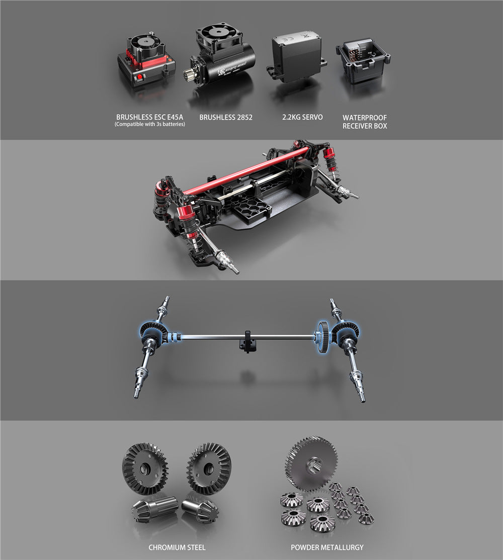 Brushless RC Car High Speed Drift Truck 24g Remote Control Car - One Red Hill