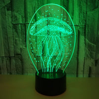 New jellyfish 3D night light remote control 3D light colorful touch led visual light gift atmosphere 3D table light - One Red Hill