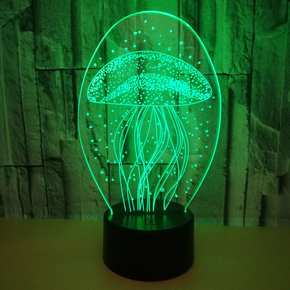New jellyfish 3D night light remote control 3D light colorful touch led visual light gift atmosphere 3D table light - One Red Hill