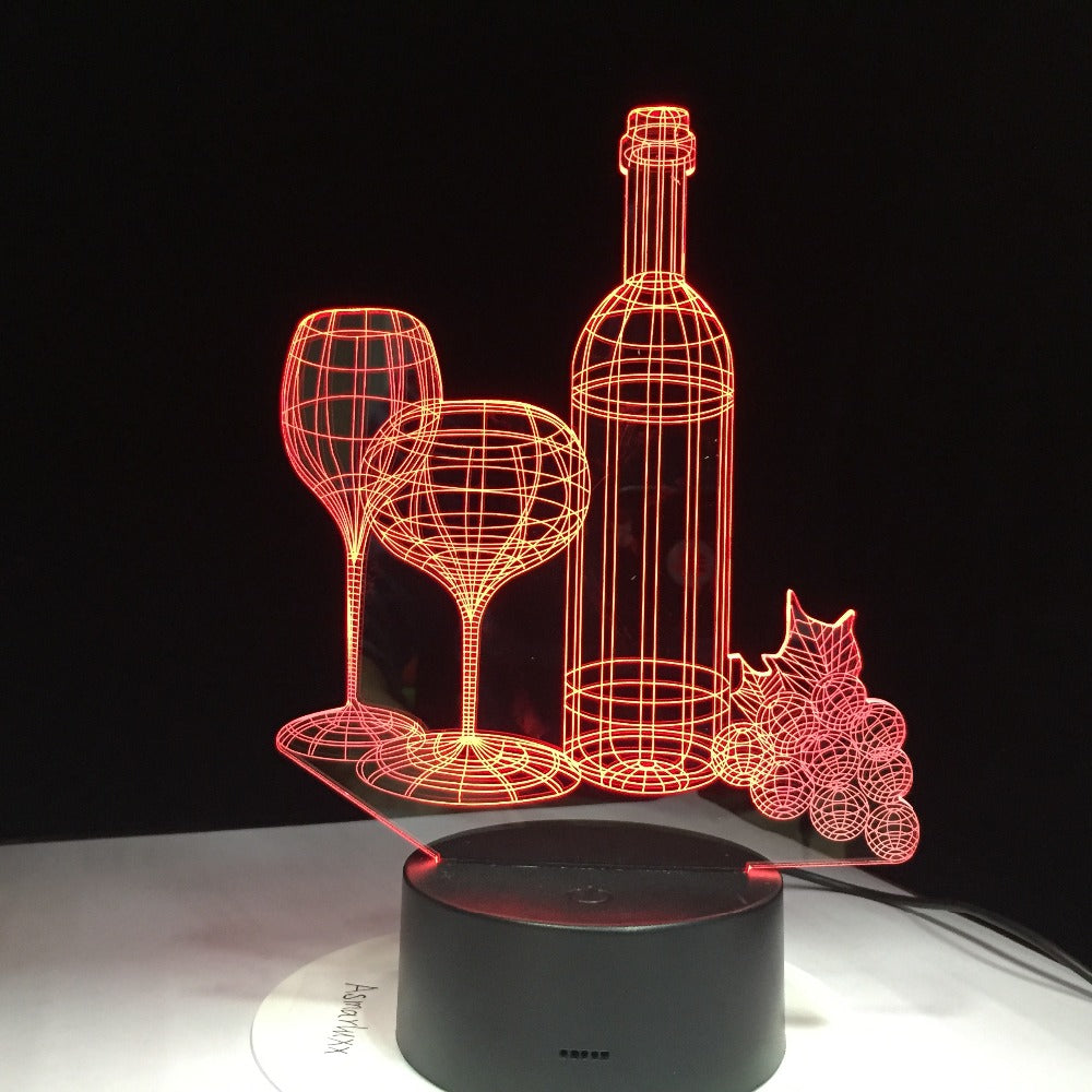 Wine Bottle 3D Night Light Touch Remote Control Home Gifts - One Red Hill