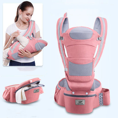 Ergonomic Baby Carrier Infant Baby Hipseat Carrier 3 In 1 Front Facing Ergonomic Kangaroo Baby Wrap Sling - One Red Hill