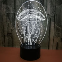 New jellyfish 3D night light remote control 3D light colorful touch led visual light gift atmosphere 3D table light - One Red Hill
