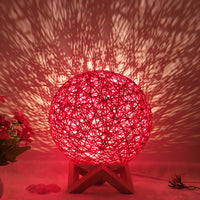 Hot Selling Creative Linen Table Lamp Novel and Unique LED Intelligent USB7 Color RGB16 Color Remote Control Rattan Ball Lamp - One Red Hill