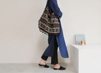 Geometric Tribal Tasselled Tote Bags