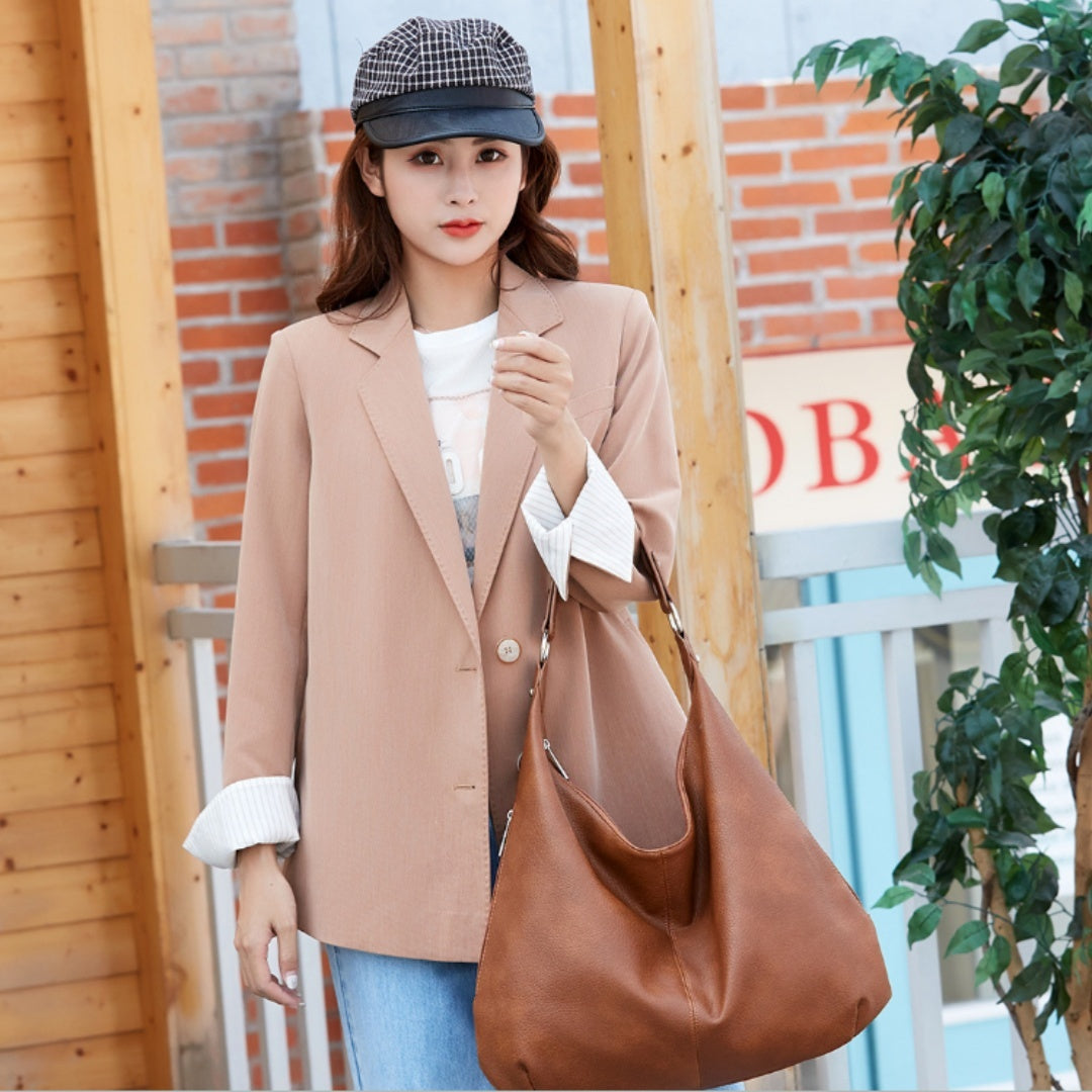 Large Capacity Son Mother Tote Texture Casual Portable Shoulder Bag Versatile Simple Women's Autumn And Winter - One Red Hill
