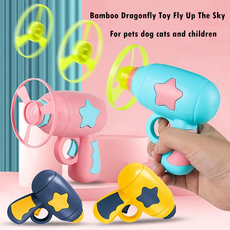 Pet Toy Dog Cat LED Light Toy Luminous Children's Party Toy Bamboo Dragonfly Toy Training Toy Pet Throw Launcher - One Red Hill