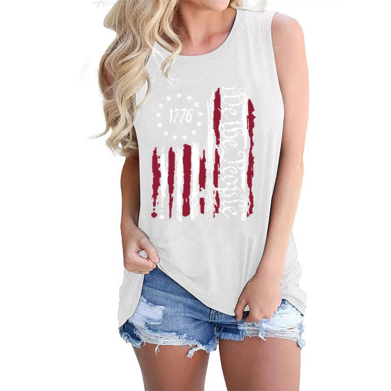 Women's Independence Day Round Neck Sleeveless Vest T-shirt