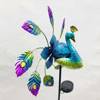 Cross-border Peacock Solar Windmill Garden Decoration Plug-in Iron Windmill - One Red Hill