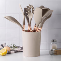 Silicone Kitchenware Set With Storage Seat Nonstick Pan - One Red Hill