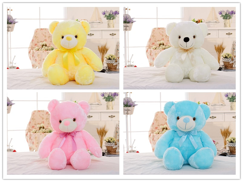 Creative Light Up LED Teddy Bear Stuffed Animals Plush Toy Colorful Glowing Christmas Gift For Kids Pillow - One Red Hill