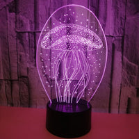New jellyfish 3D night light remote control 3D light colorful touch led visual light gift atmosphere 3D table light - One Red Hill