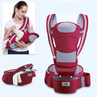 Ergonomic Baby Carrier Infant Baby Hipseat Carrier 3 In 1 Front Facing Ergonomic Kangaroo Baby Wrap Sling - One Red Hill