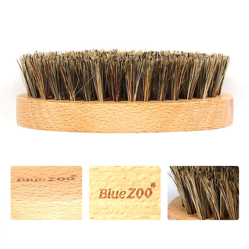 Oval Bluezoo Men's Care Flower Bristle Beech Wood Color Beard Hair Brush - One Red Hill