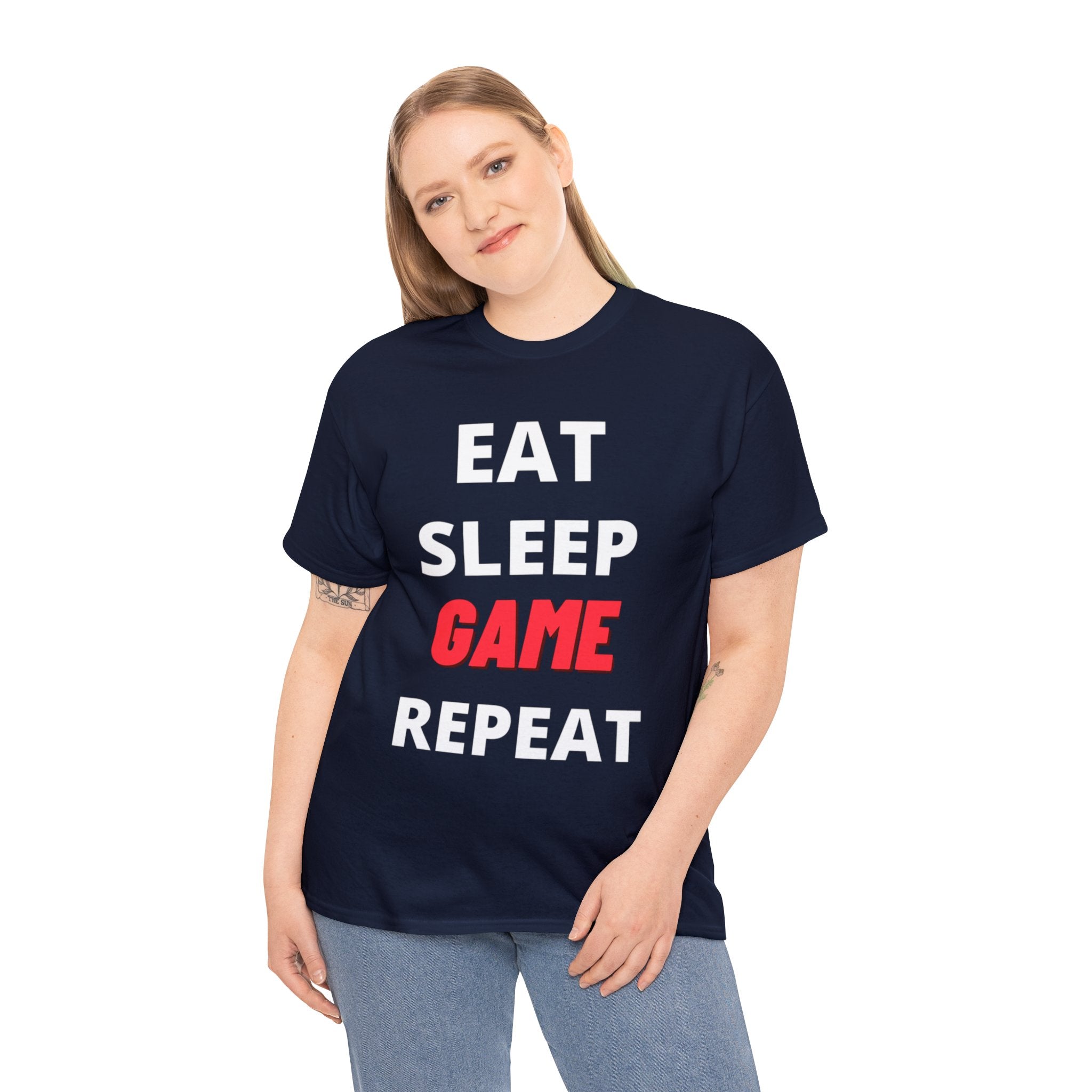 Eat - Sleep - GAME - Repeat.    Unisex Heavy Cotton Tee T-Shirt - One Red Hill